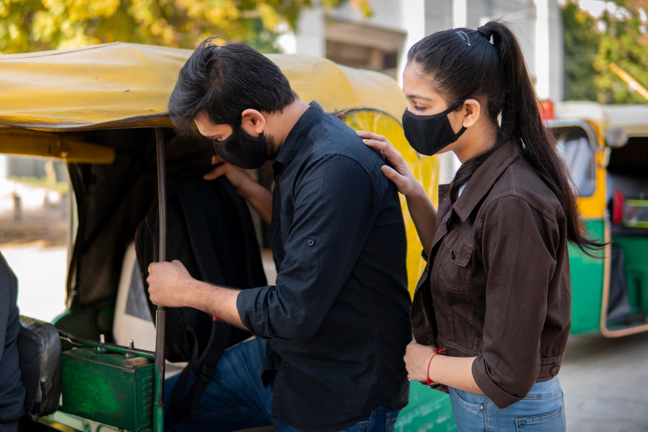Couple beginning a comfortable travel journey in India